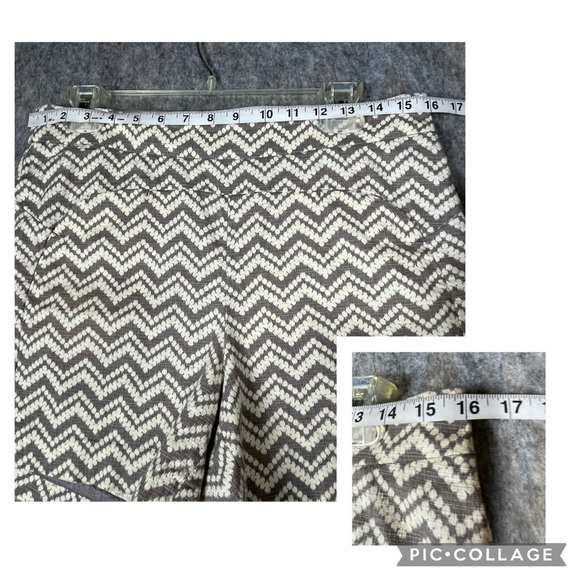 Anthropolgie Cartonnier Melisma Chevron High Rise Beige Classic Shorts - Sz 8 - Picture 9 of 11